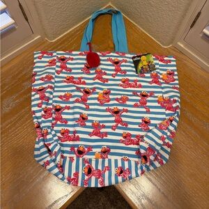 NWT Sesame Street Elmo Striped Tote Bag